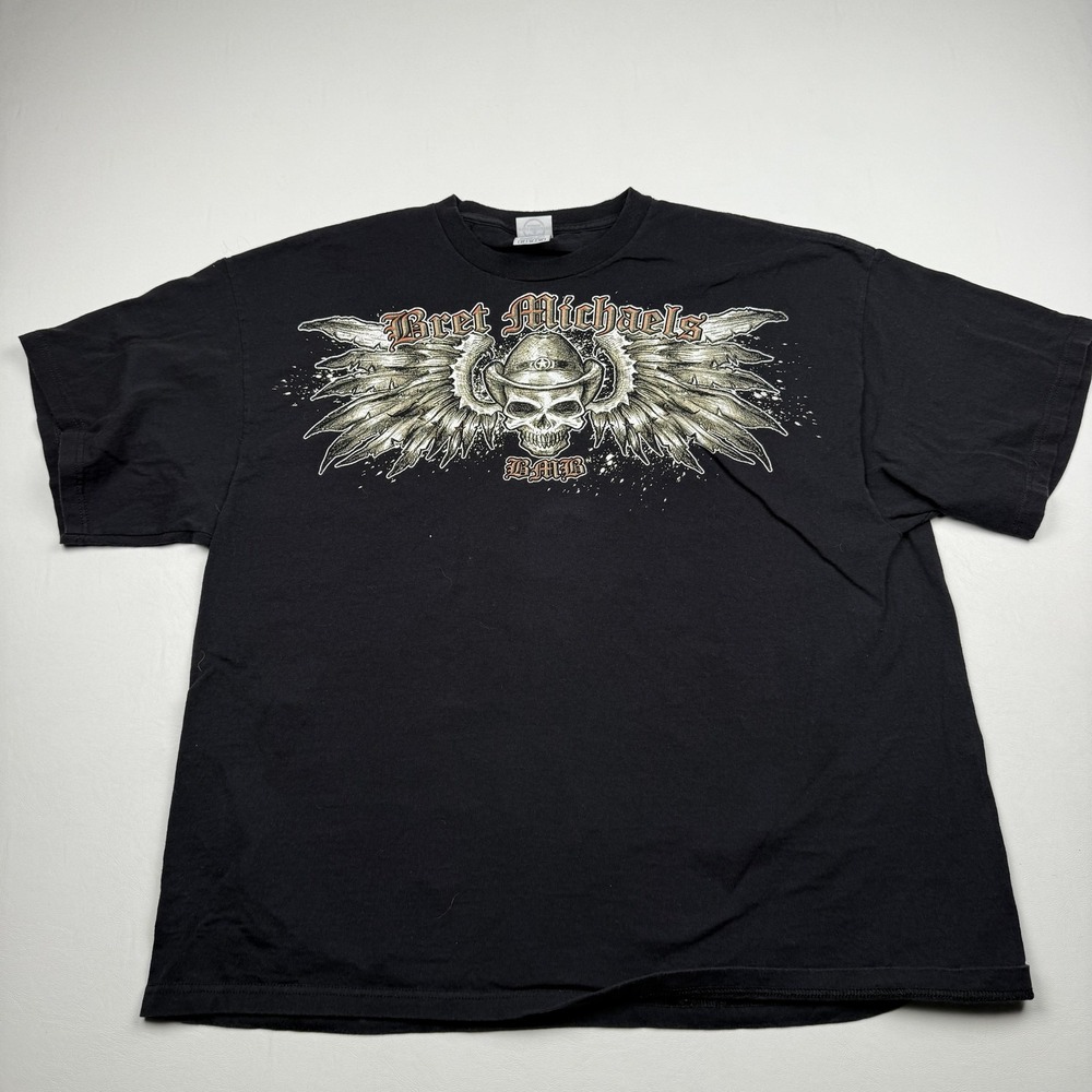 Bret Michaels Band Shirt Mens 2XL Black Skull Wings Graphic Delta Pro Weight Tee